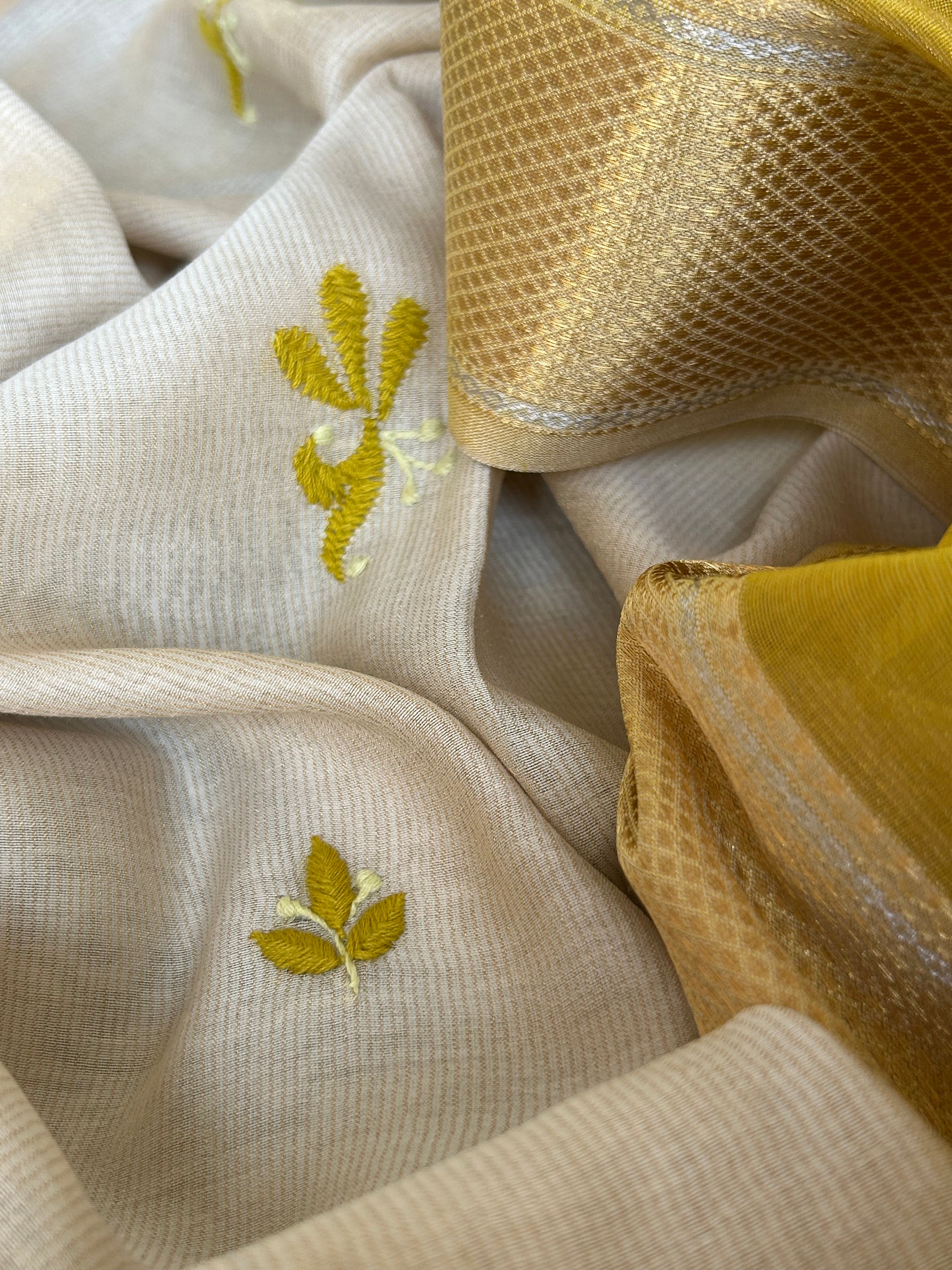 Handwoven Chikankari Work Maheshwari Set