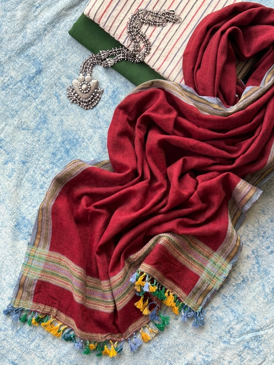 Vasundhara - Handspun Handwoven Kotpad and Bhujodi Dupatta Set