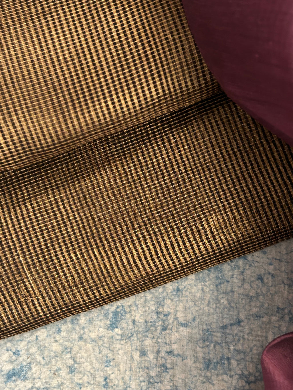 Handwoven Maheshwari Kurta Dupatta Set -Gold & Wine