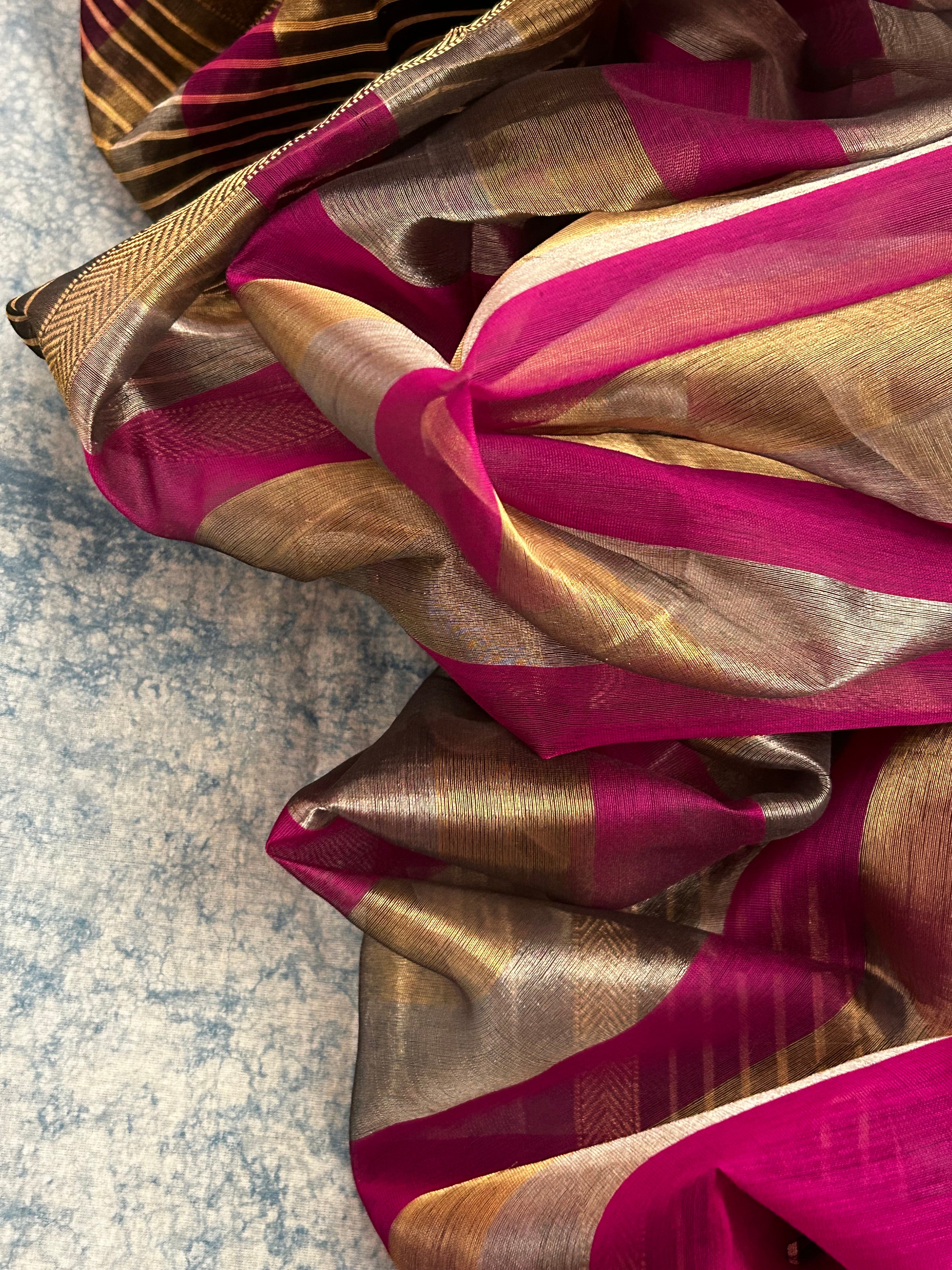 Handwoven Maheshwari tissue Kurta Dupatta Set