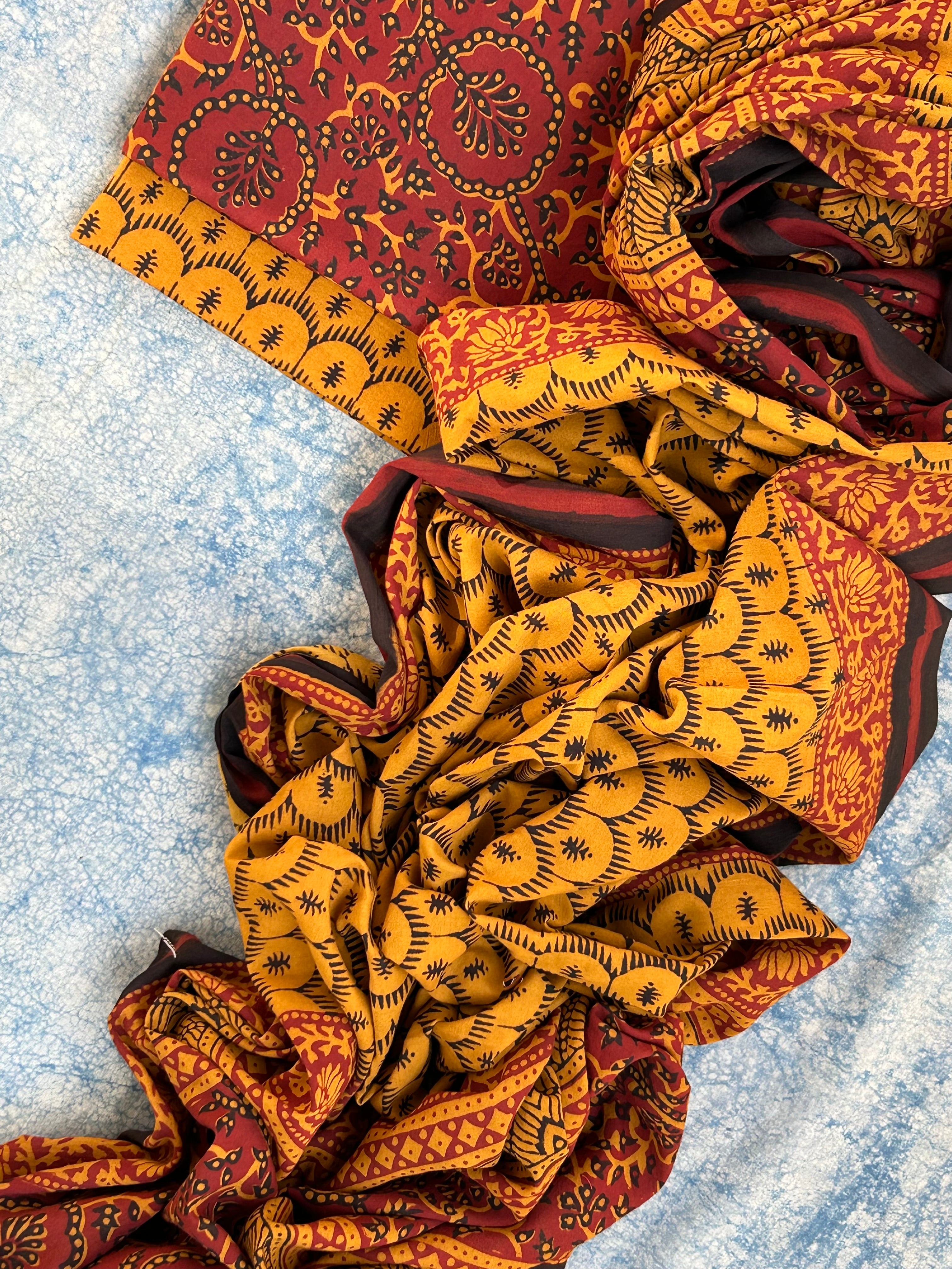 Natural Dyed Bagh Block Print Cotton Suit