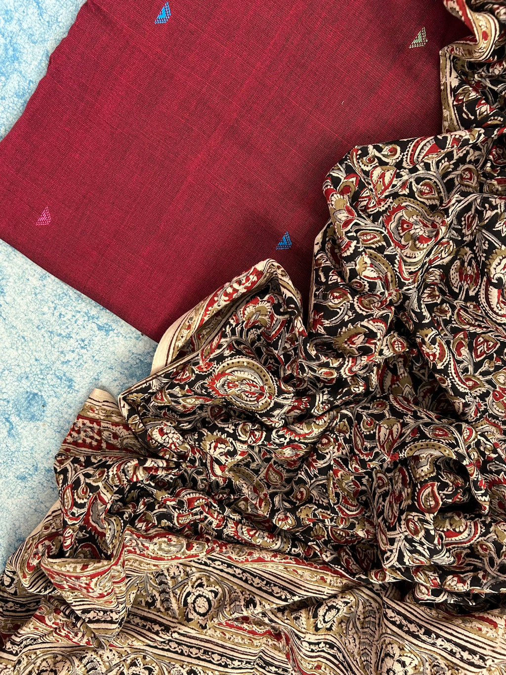 Handwoven Handcrafted Bhujodi Kalamkari Kurta Dupatta Set