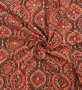 Handblock Printed Ajrakh Cotton - Chickoo Jaal (1m)
