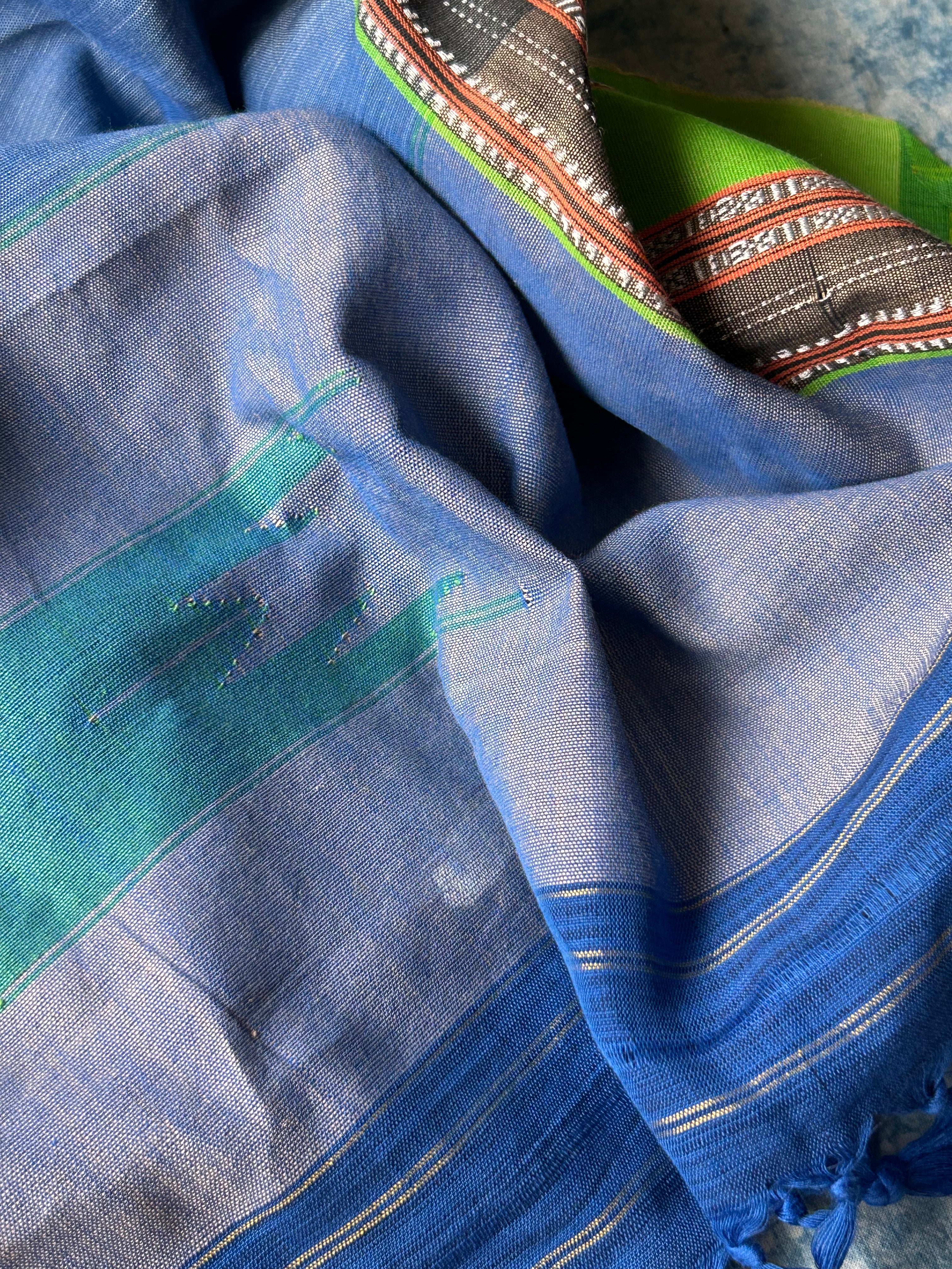 Mayurkashi - Handwoven Telangana cotton and Ilkal Dupatta Set
