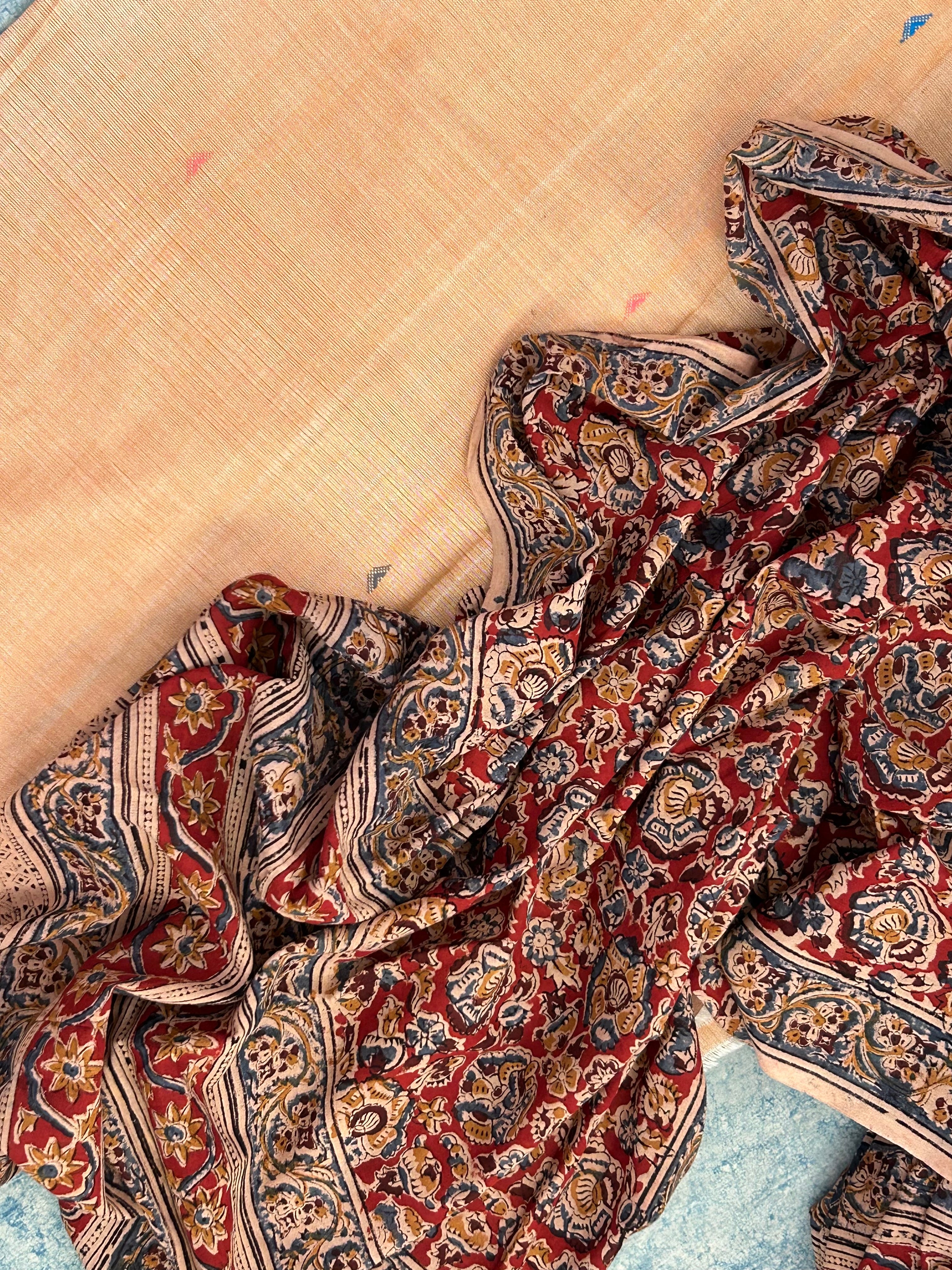 Handwoven Handcrafted Bhujodi Kalamkari Kurta Dupatta Set