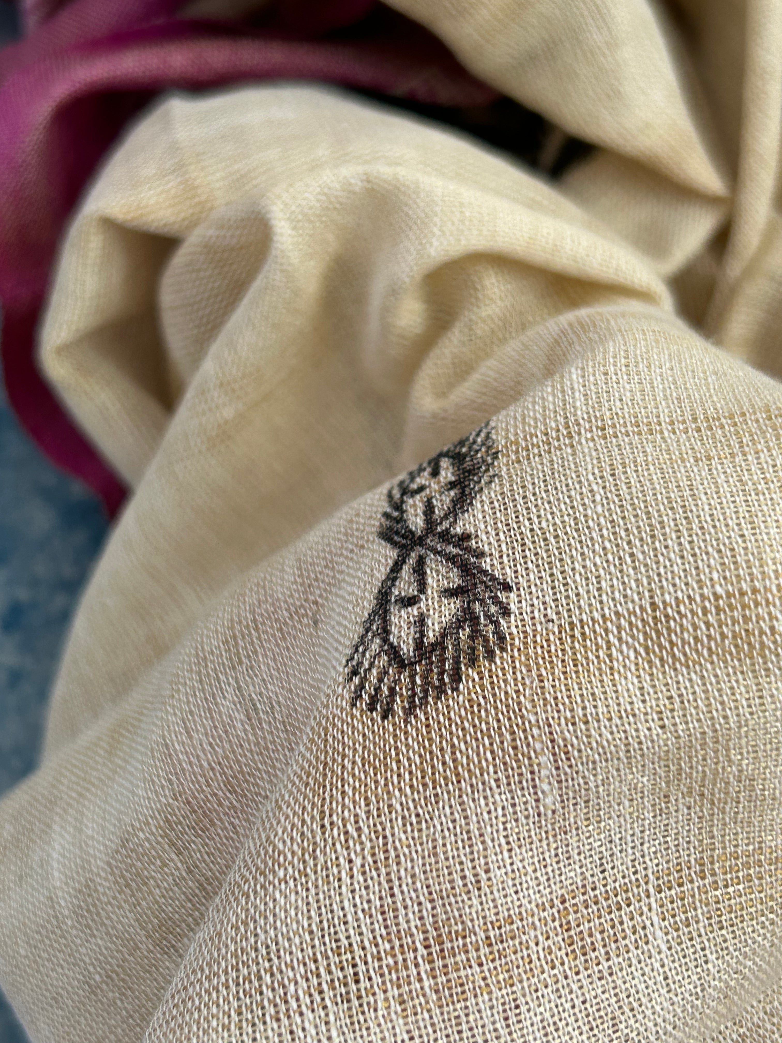 Madhubani Handpainted Cotton Silk Dupatta