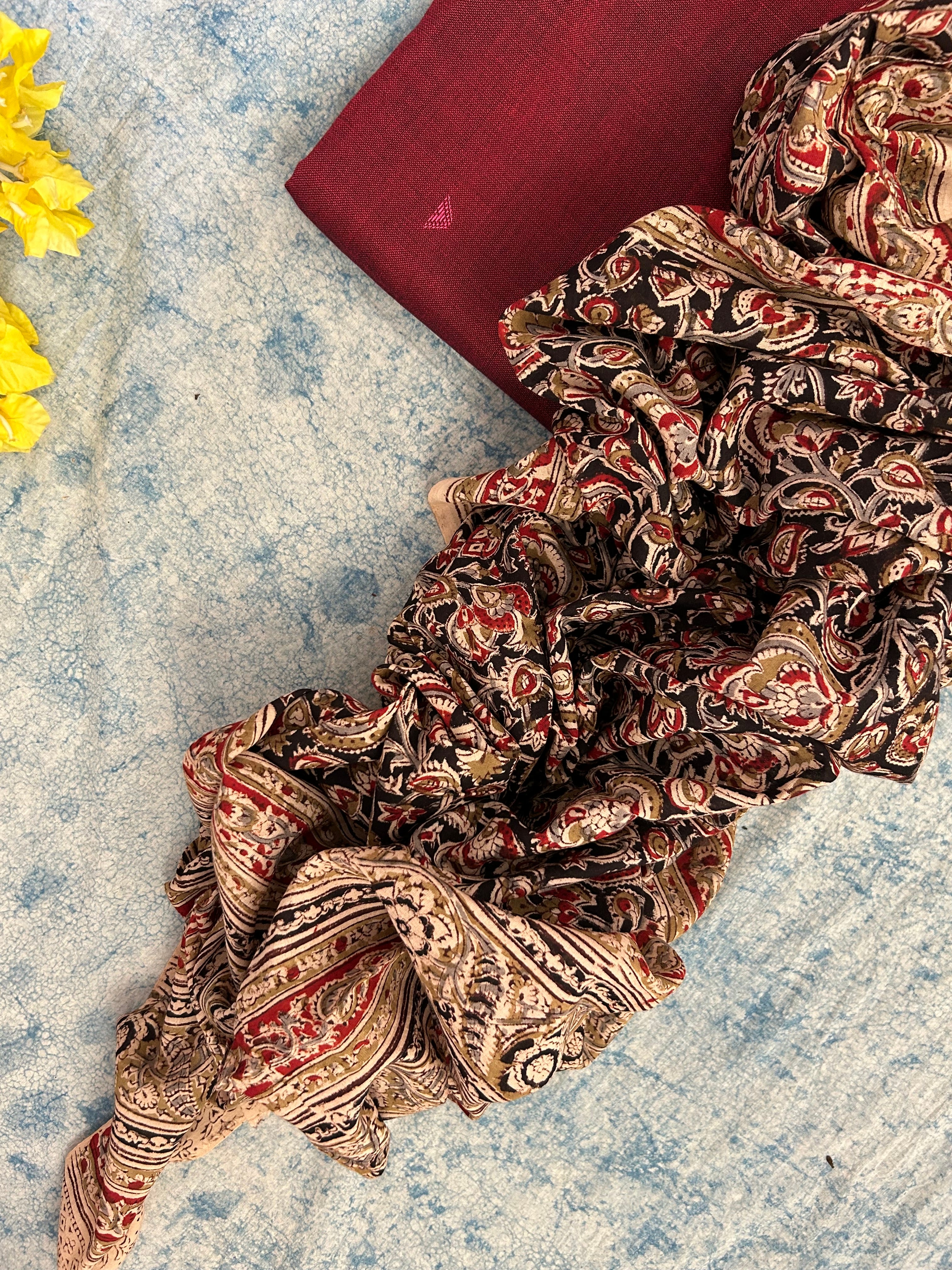 Handwoven Handcrafted Bhujodi Kalamkari Kurta Dupatta Set