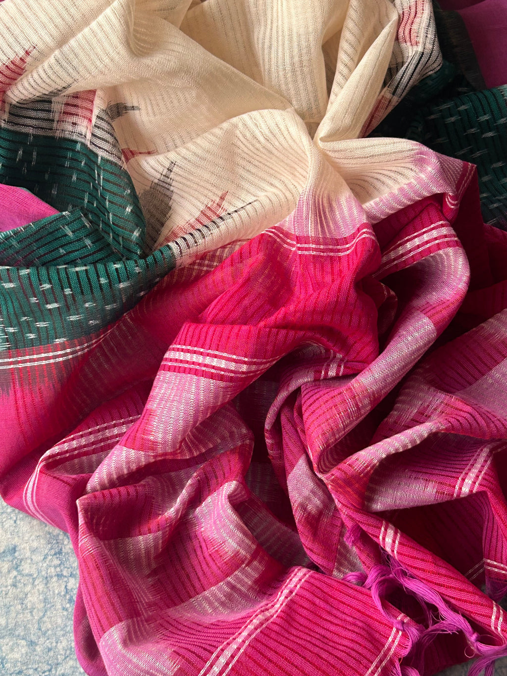 Handwoven Ikat Kurta Dupatta Set- Pink and Teal