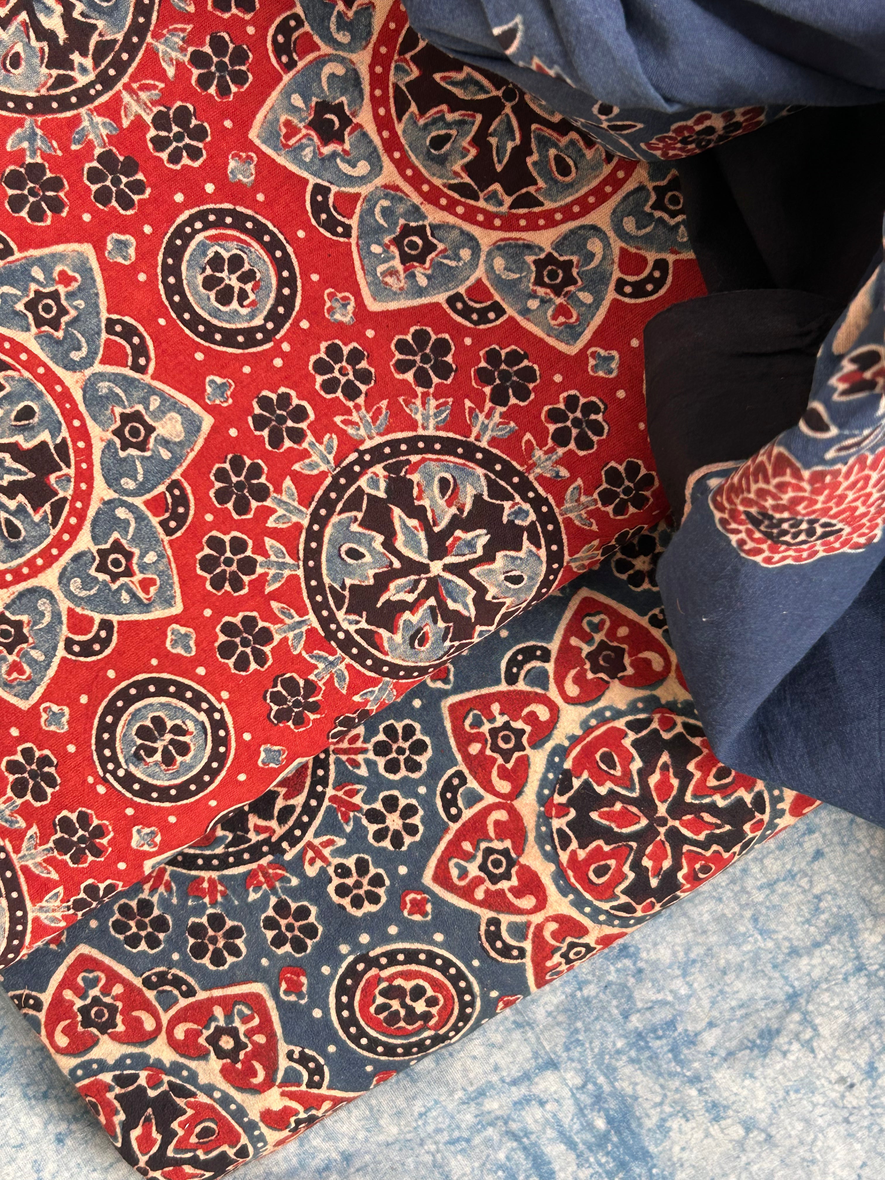 Natural Dyes Handblock Ajrakh Cotton Suit