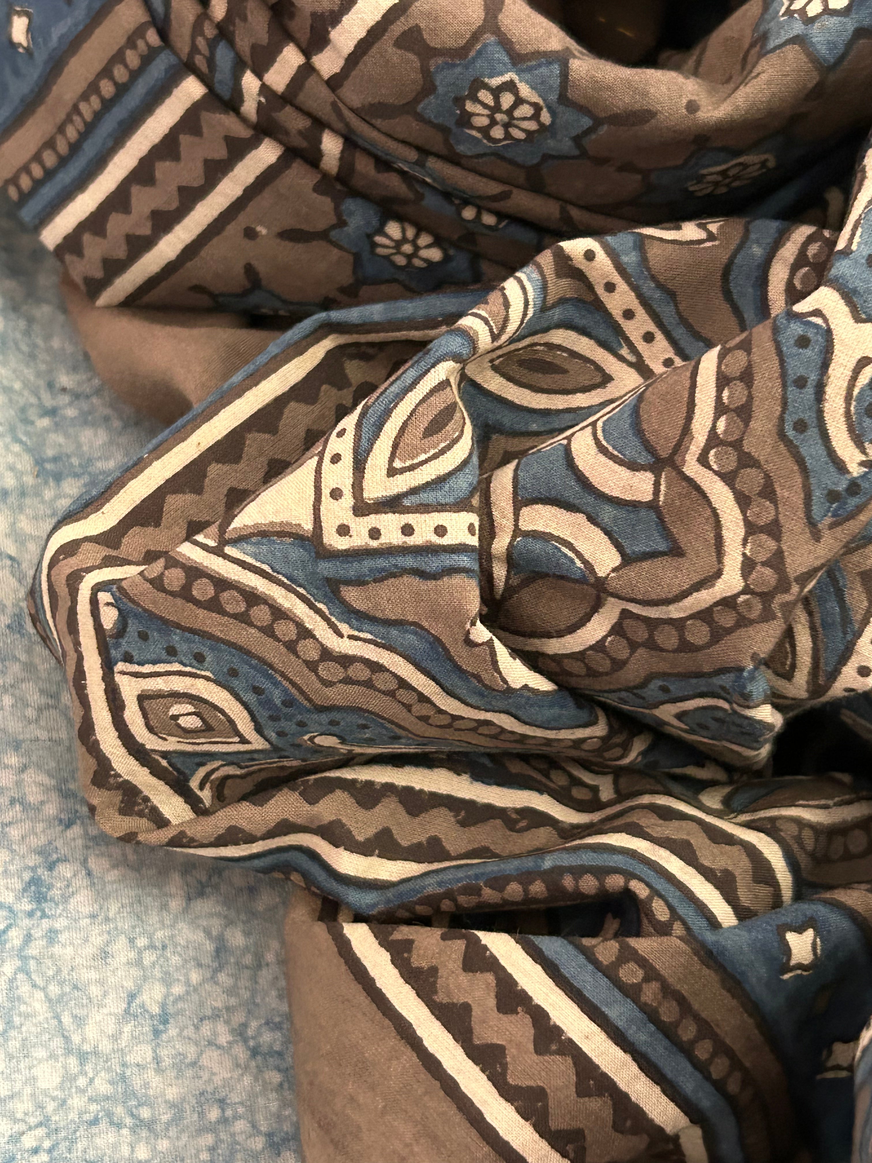 Natural Dyes Hand Block Ajrakh Dupatta