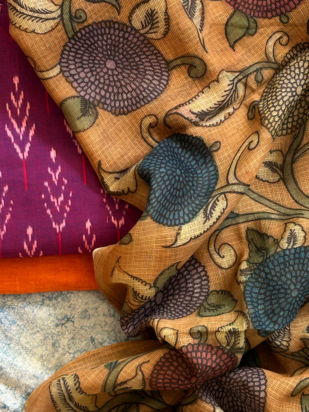 Damini - Handwoven Handpainted Kalamkari Set