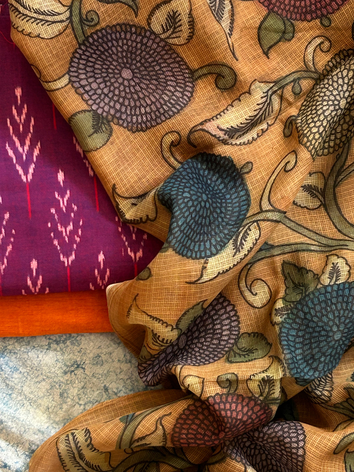 Damini - Handwoven Handpainted Kalamkari Set