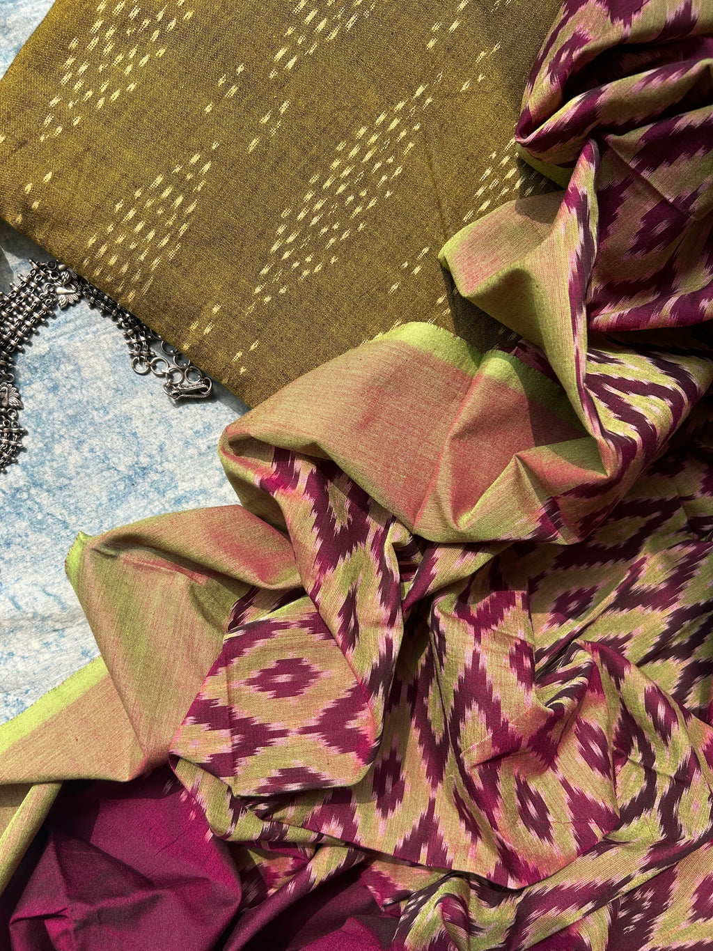 Handwoven Ikat Kurta Dupatta Set