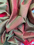 Handwoven Maheshwari Kurta Dupatta Set -Maroon & Green