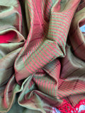 Handwoven Maheshwari Kurta Dupatta Set -Maroon & Green