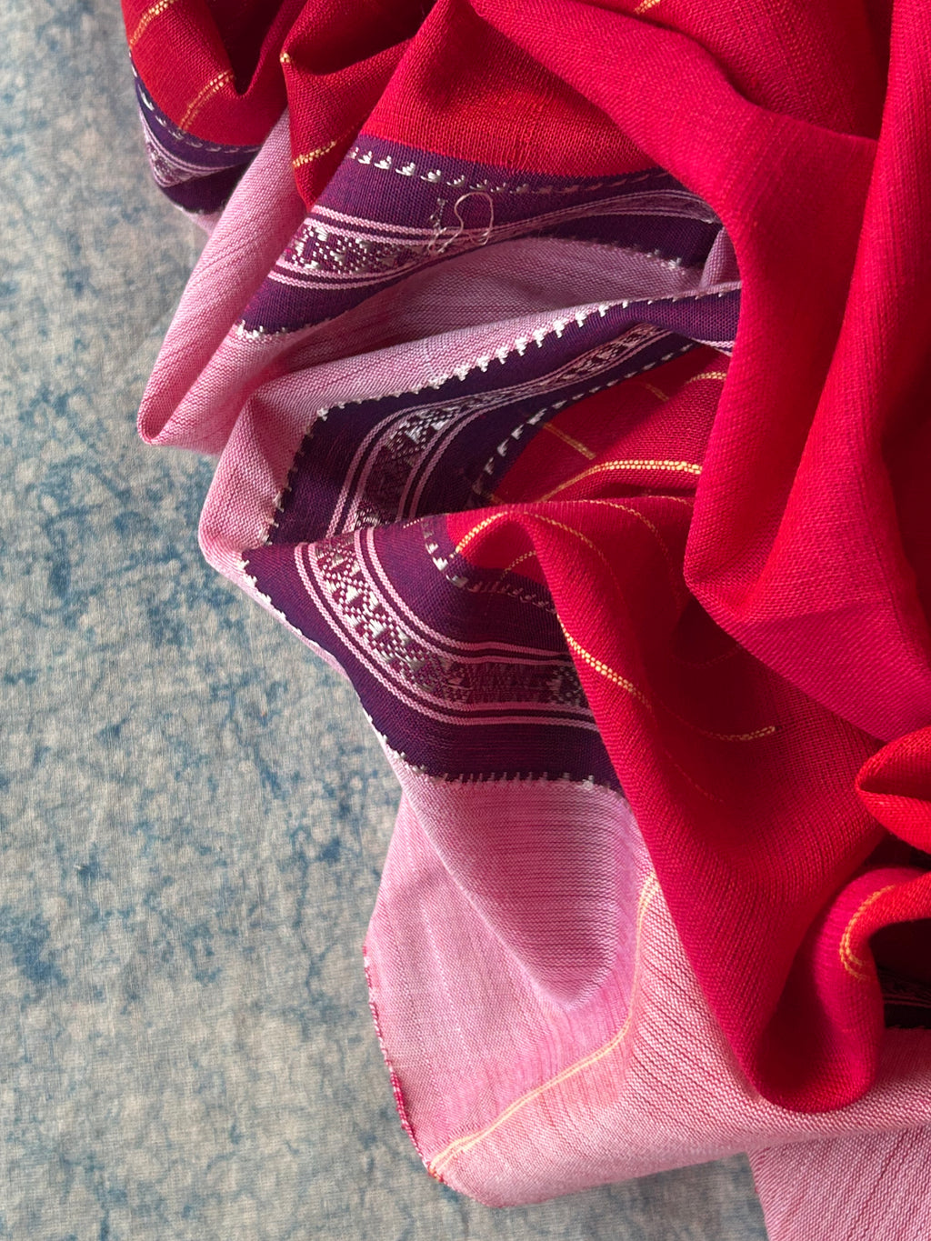 Gulal - Handwoven Telangana cotton and Ilkal Dupatta Set