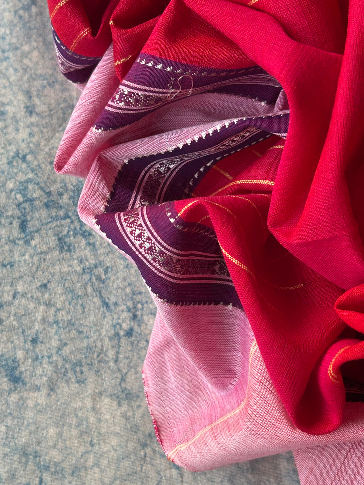 Gulal - Handwoven Telangana cotton and Ilkal Dupatta Set