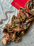 Apsara - Handwoven Hand-drawn Handpainted Pen Kalamkari Kurta Dupatta Set