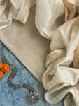 Handwoven Maheshwari Kurta Dupatta Set -Ivory & Gold