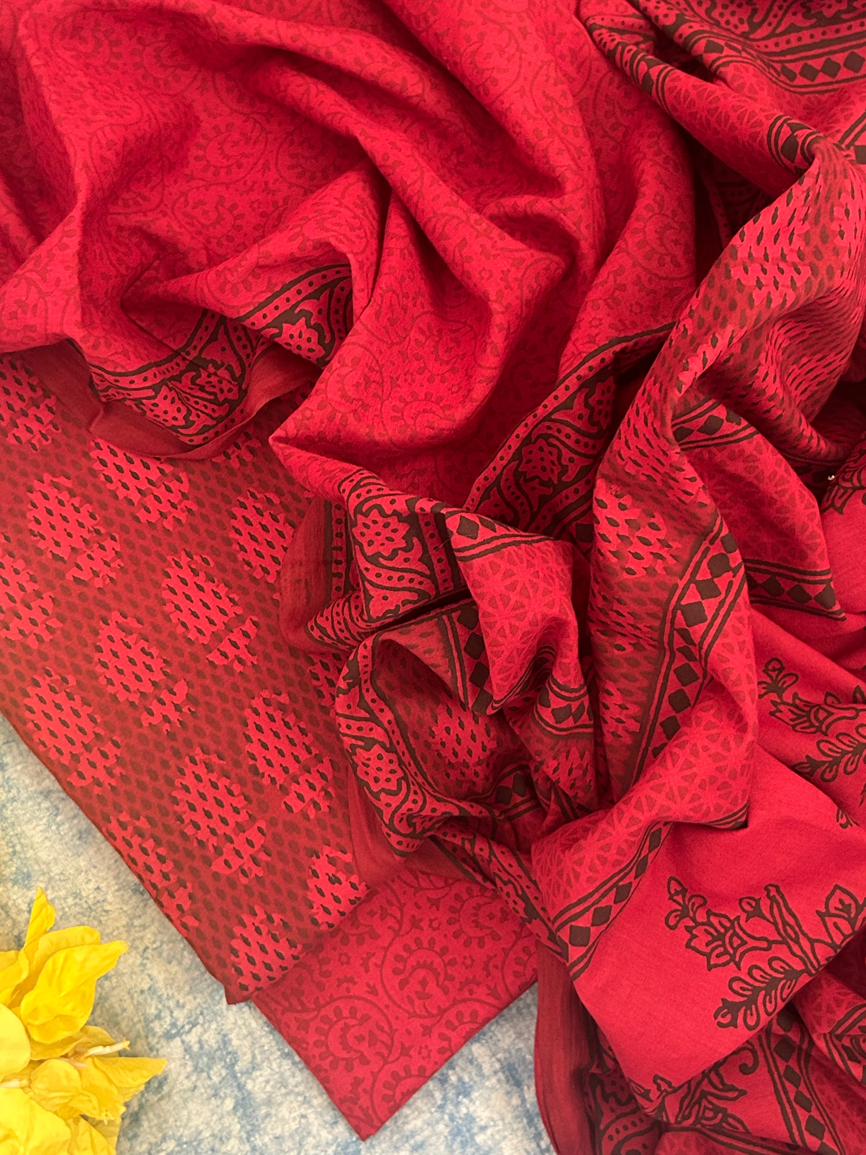 Natural Dyed Bagh Block Print Cotton Suit