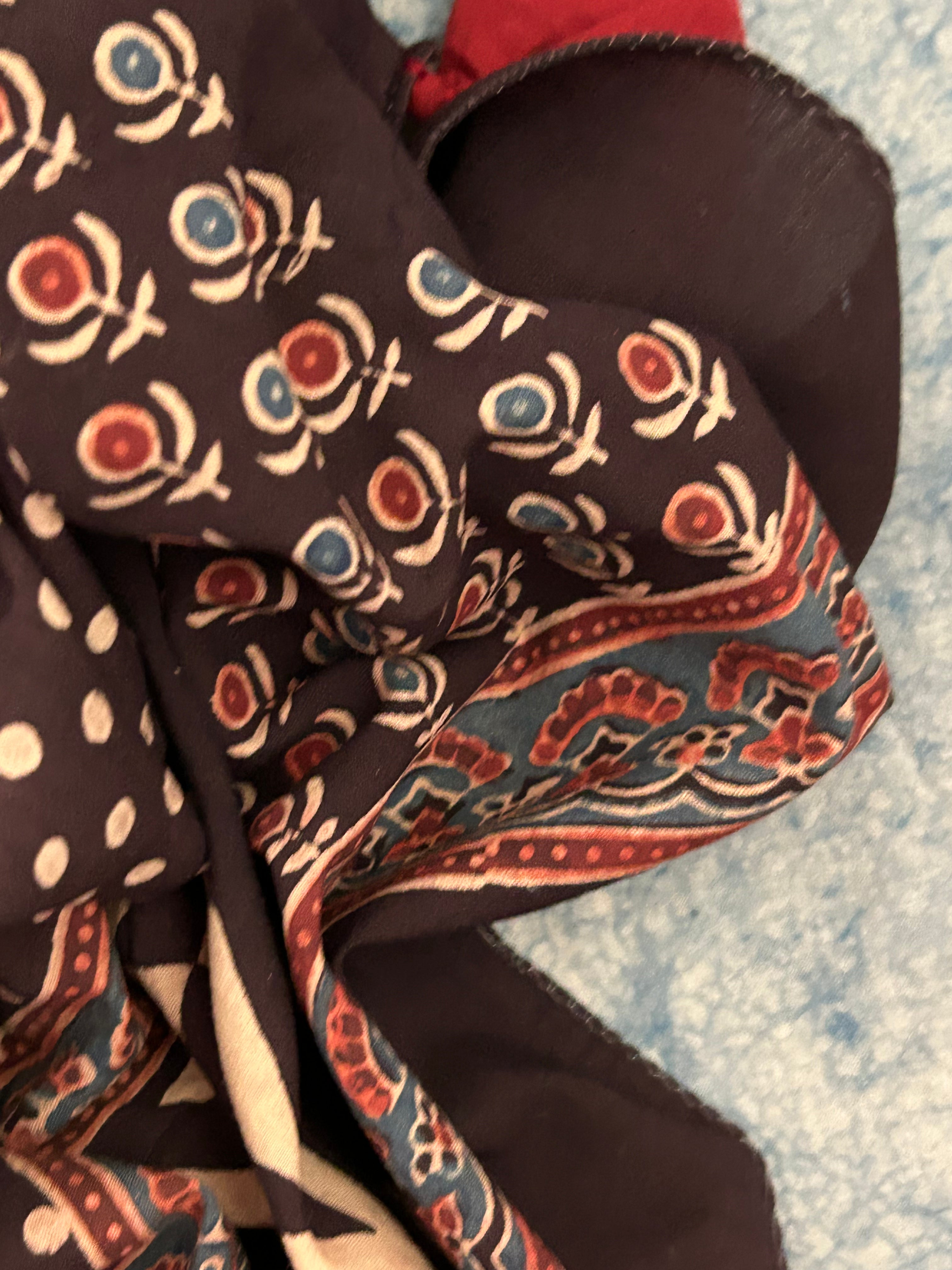 Natural Dyes Hand Block Ajrakh Dupatta