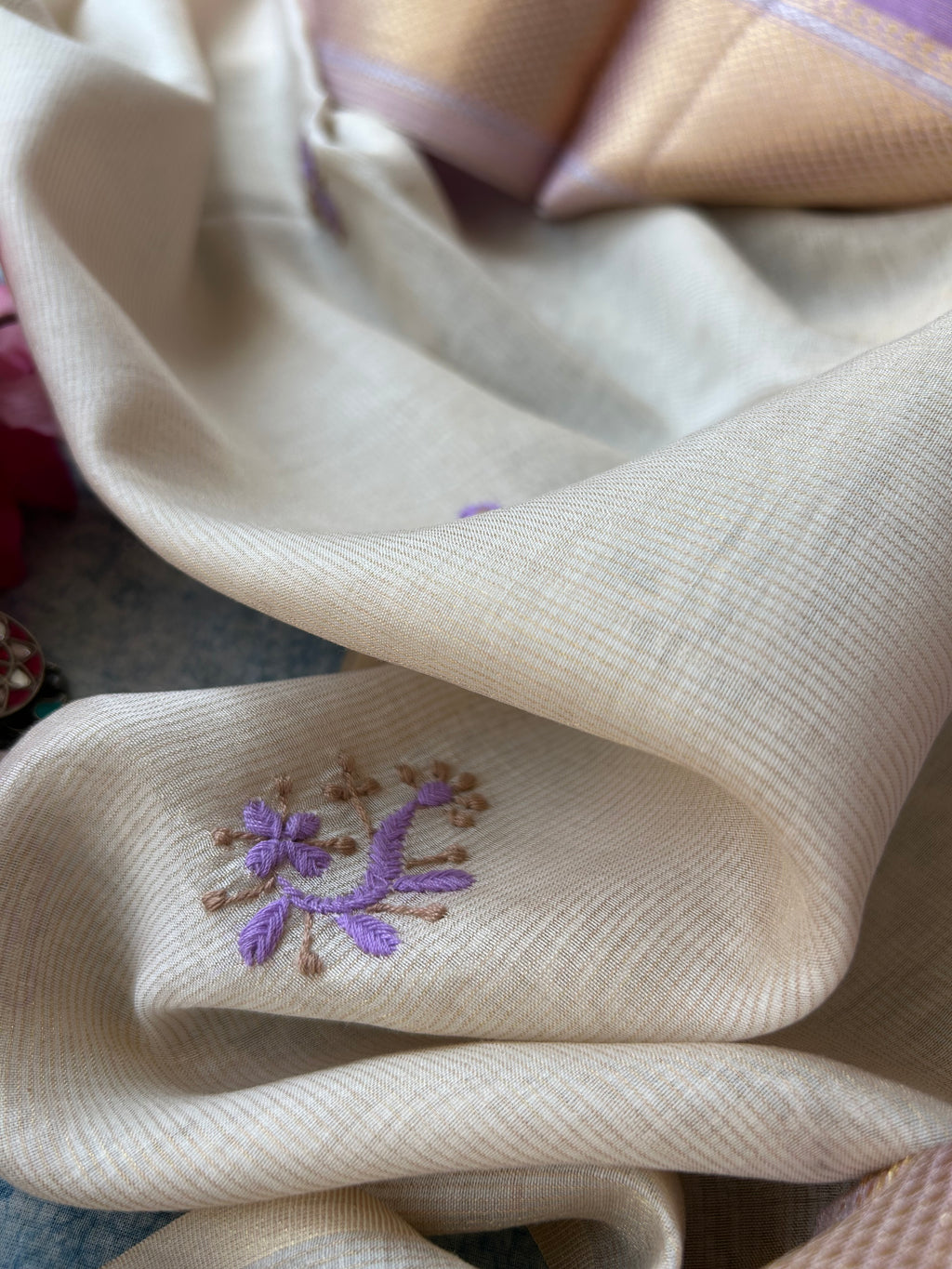 Handwoven Chikankari Work Maheshwari Set