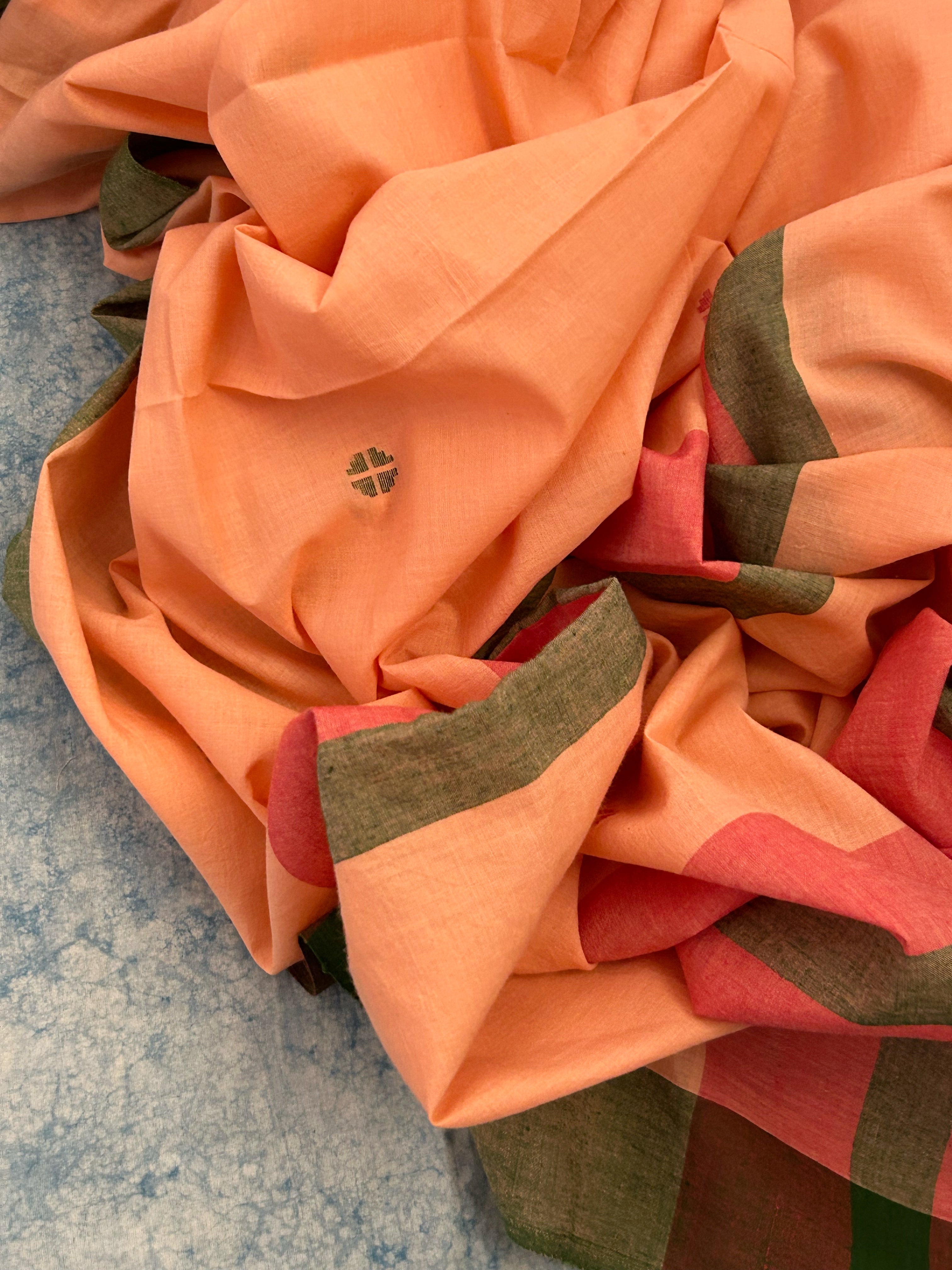 Handwoven Cotton Bengal Jamdani Dupatta Set - Spring Story