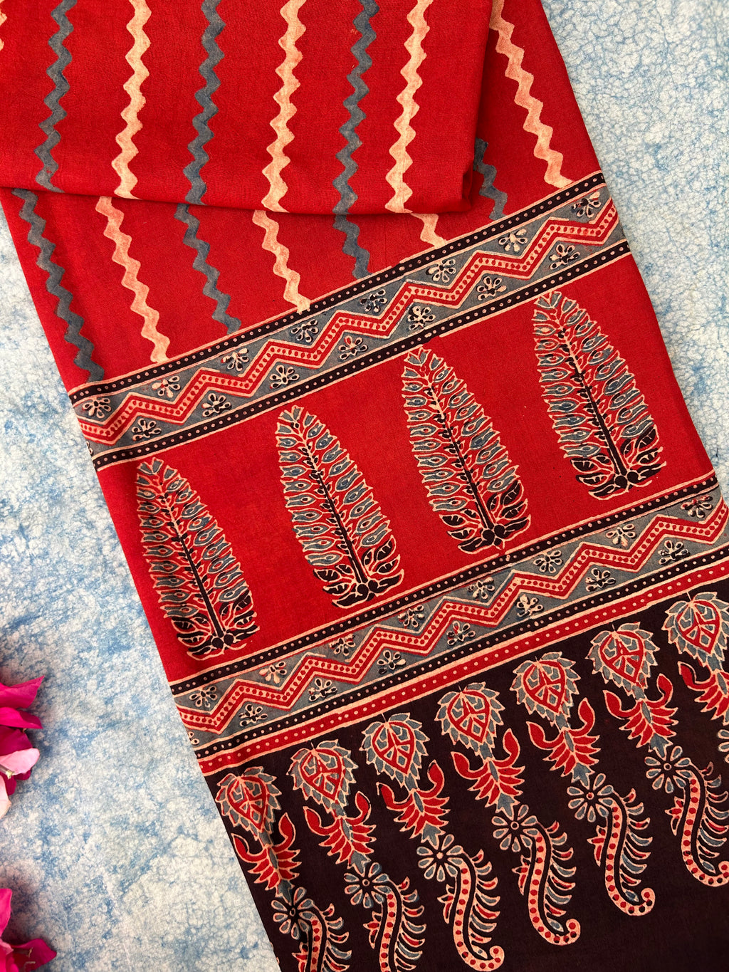 Natural Dyes Hand Block Ajrakh Dupatta