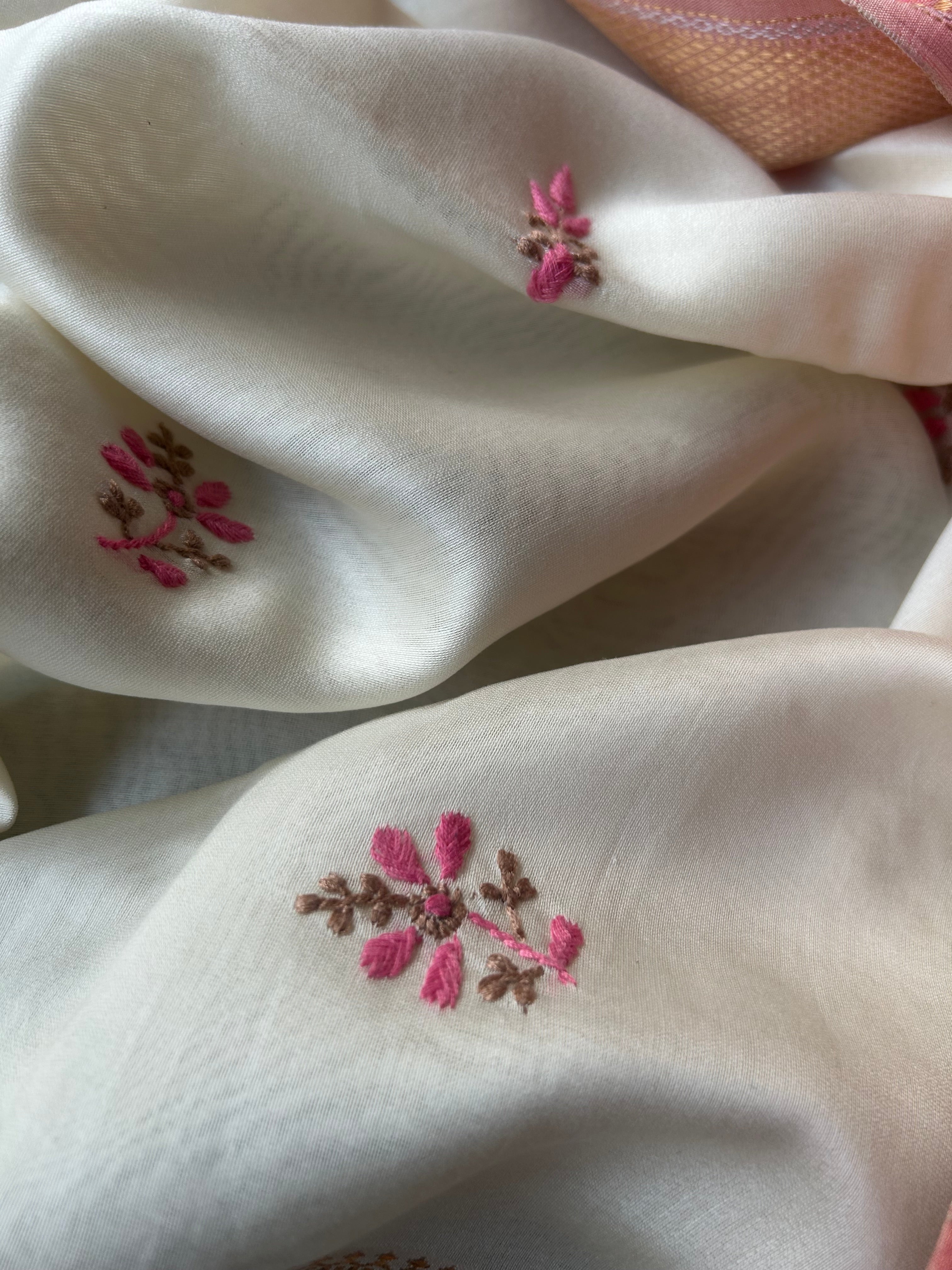 Handwoven Chikankari Work Maheshwari Set