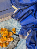 Handwoven Maheshwari Kurta Dupatta Set -Cobalt Blue