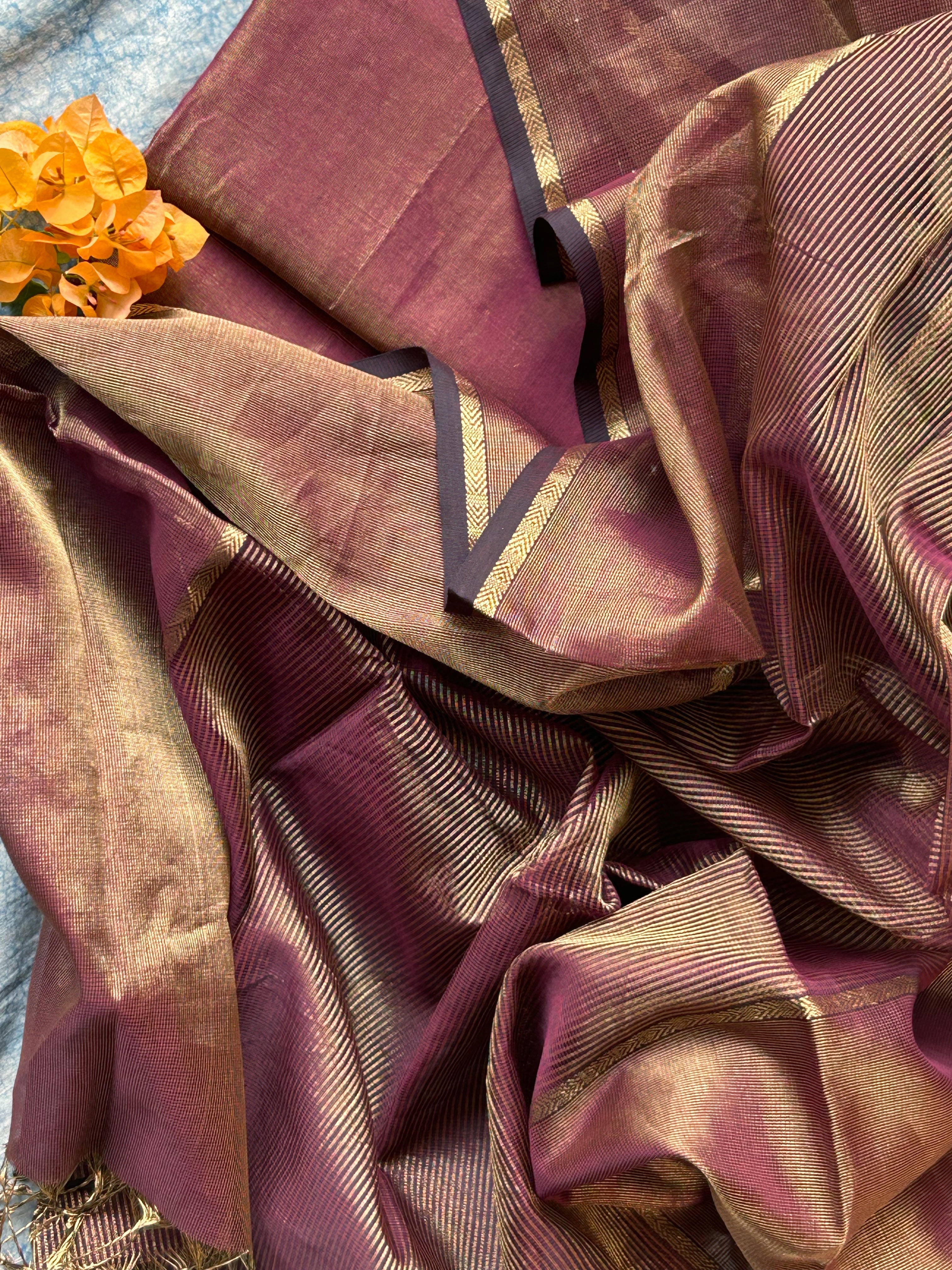 Handwoven Maheshwari Kurta Dupatta Set -Wine