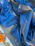 Handwoven Maheshwari Kurta Dupatta Set - Electric Blue