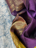 Handwoven Maheshwari Kurta Dupatta Set - Lime Green & Purple