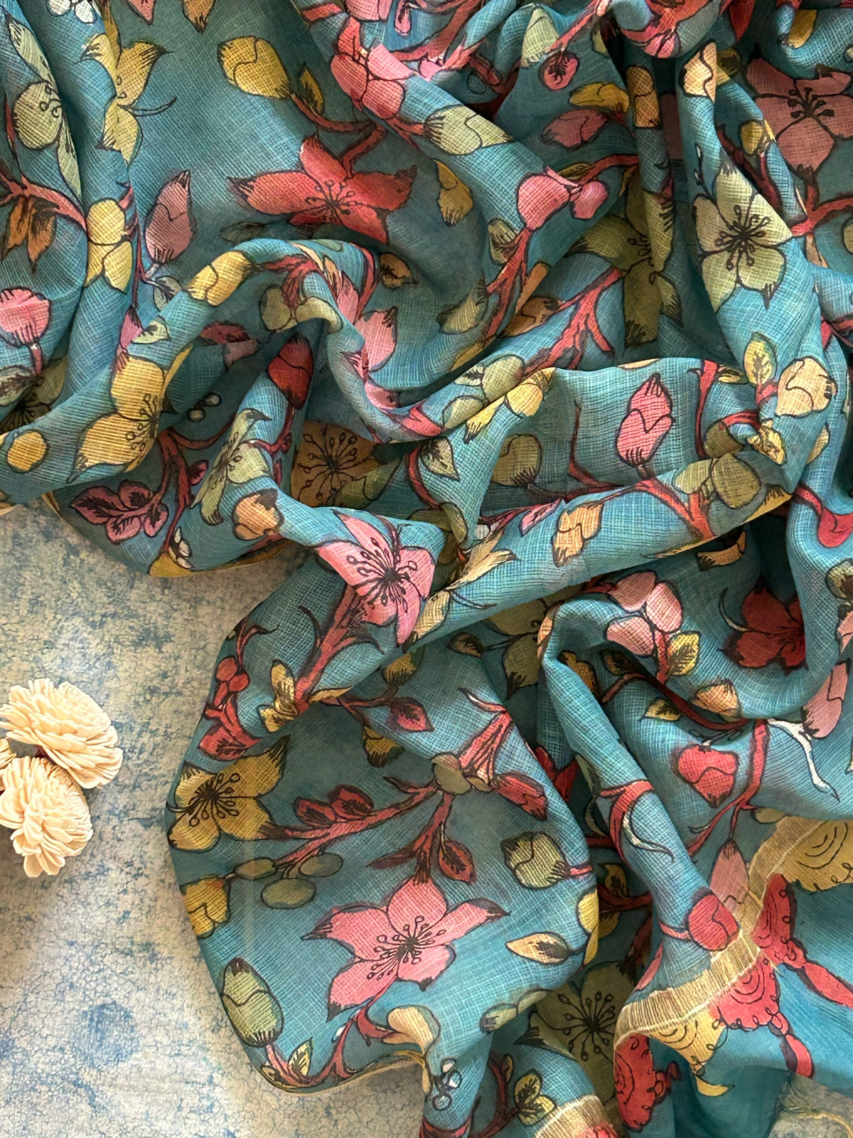 Chitra - Handwoven Hand-drawn Handpainted Pen Kalamkari Dupatta