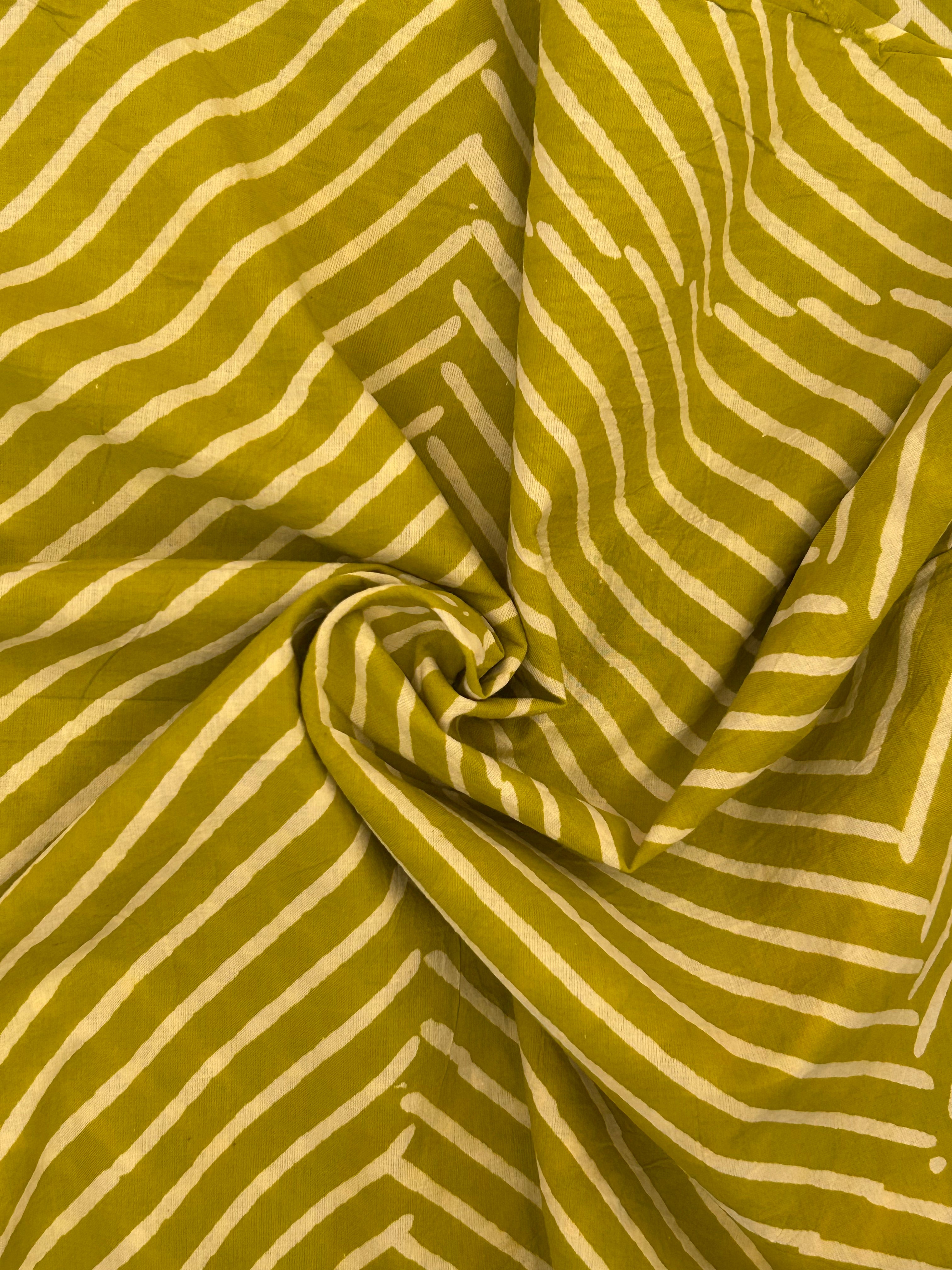 Handblock Printed Azofree dye cotton - Lime Green(1m)