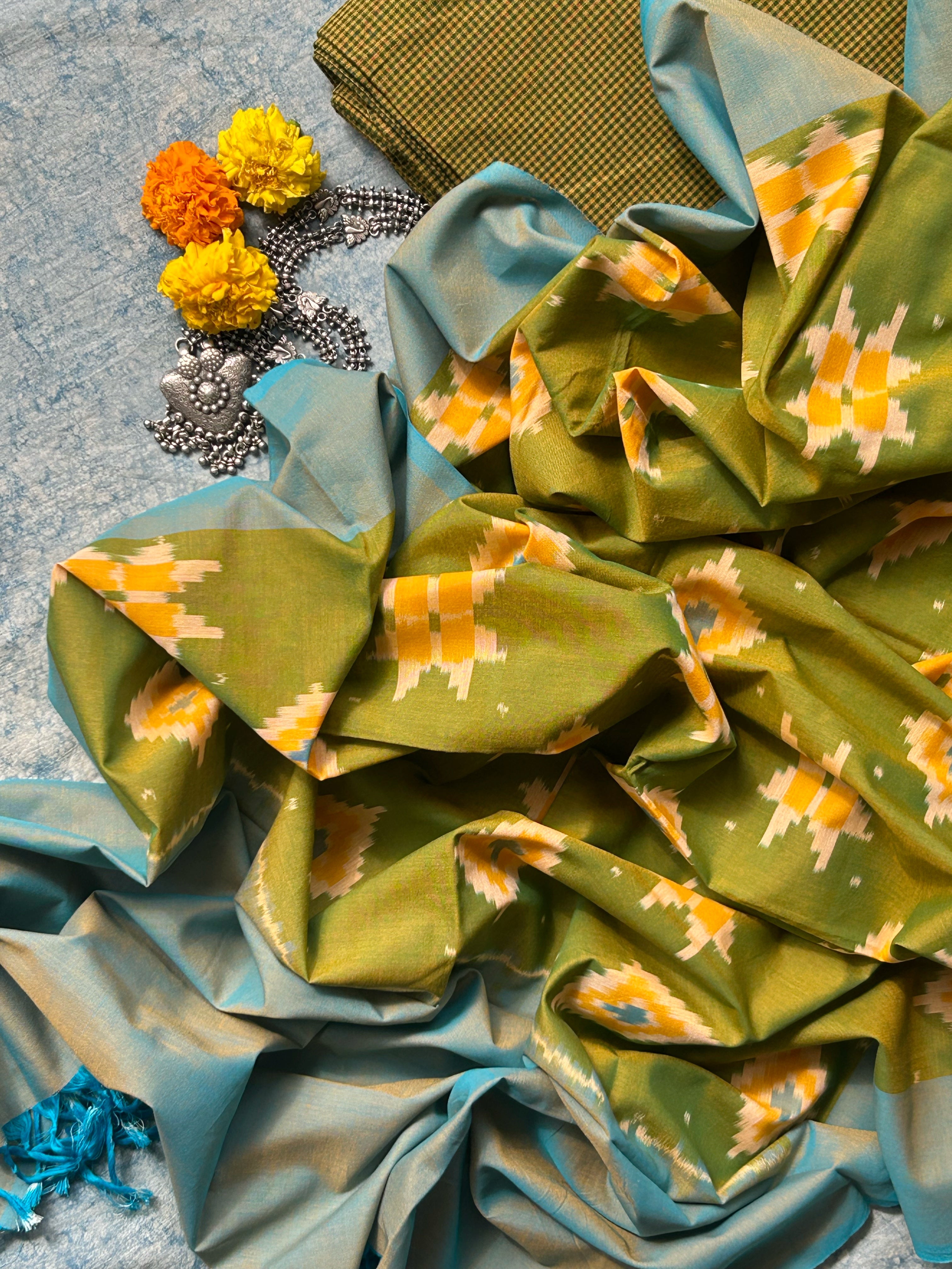 Handwoven Ikat Kurta Dupatta Set