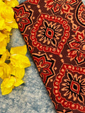 Handblock Ajrakh Cotton Blouse Fabric