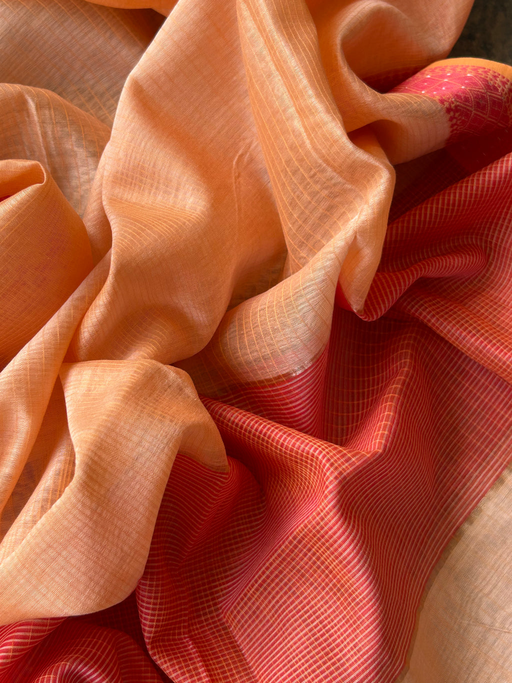 Handwoven Maheshwari Kurta Dupatta Set - Pink & Peach