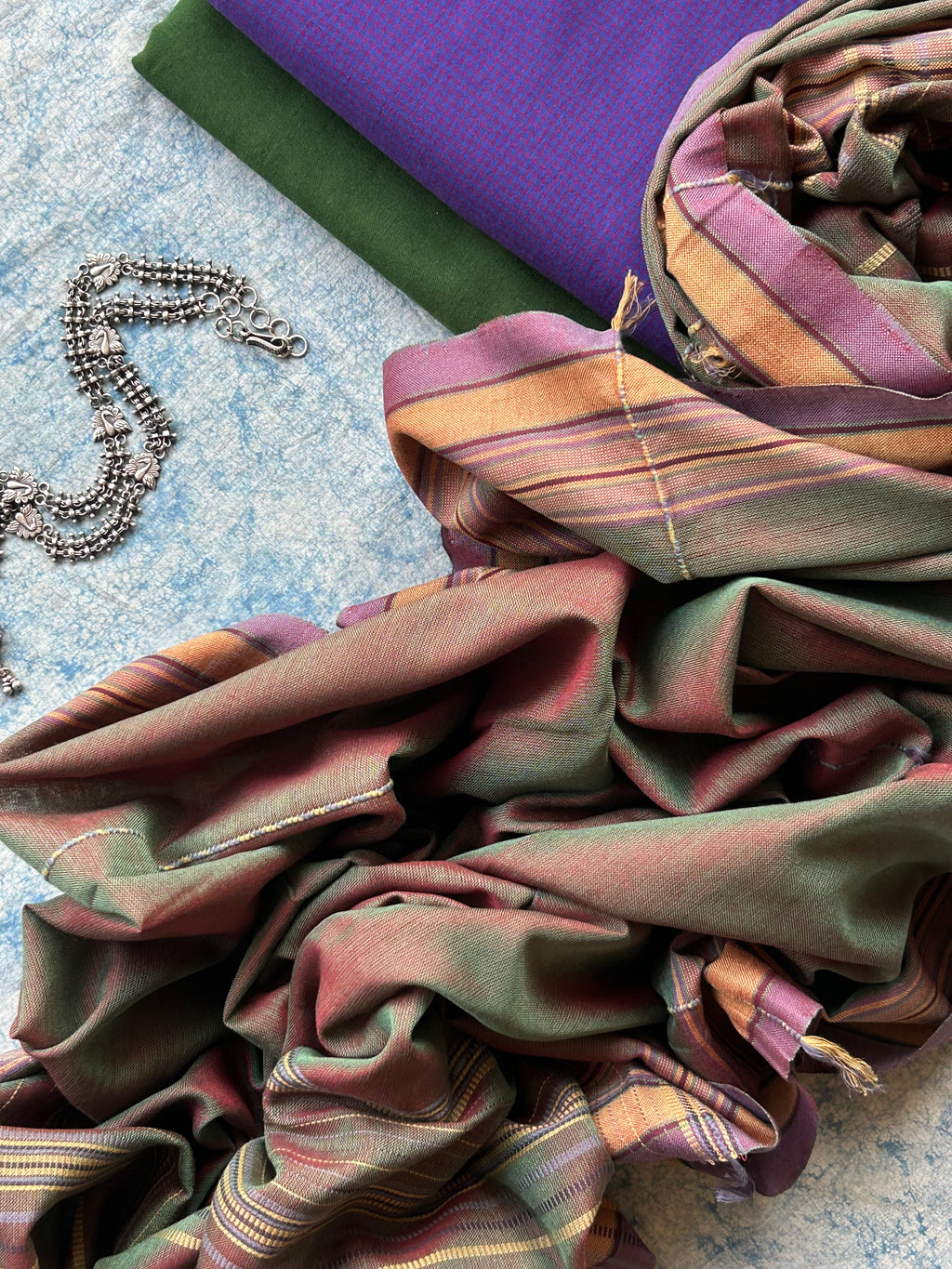 Kadambari - Handwoven Telangana Cotton and Bhujodi Dupatta Set