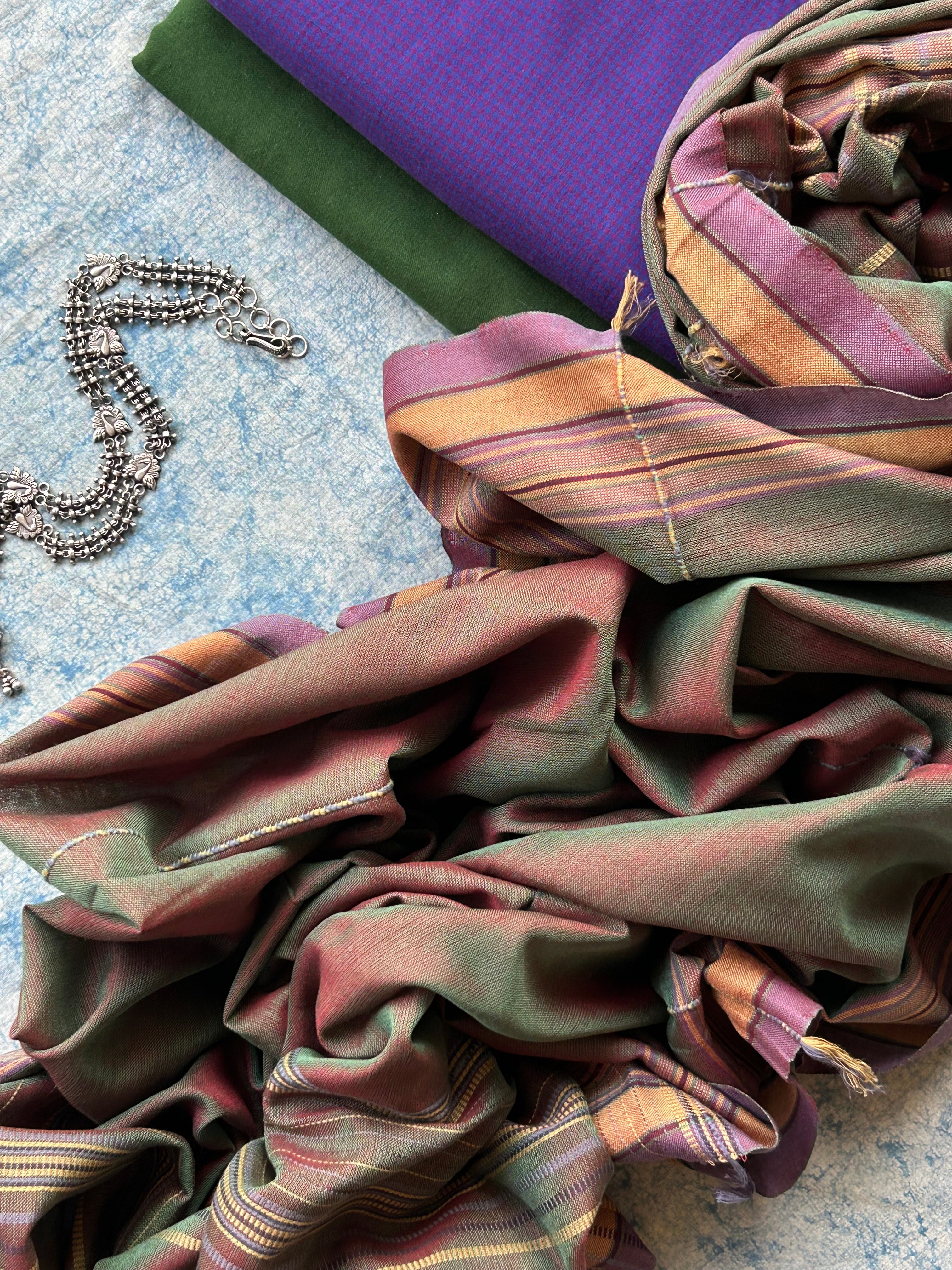 Kadambari - Handwoven Telangana Cotton and Bhujodi Dupatta Set