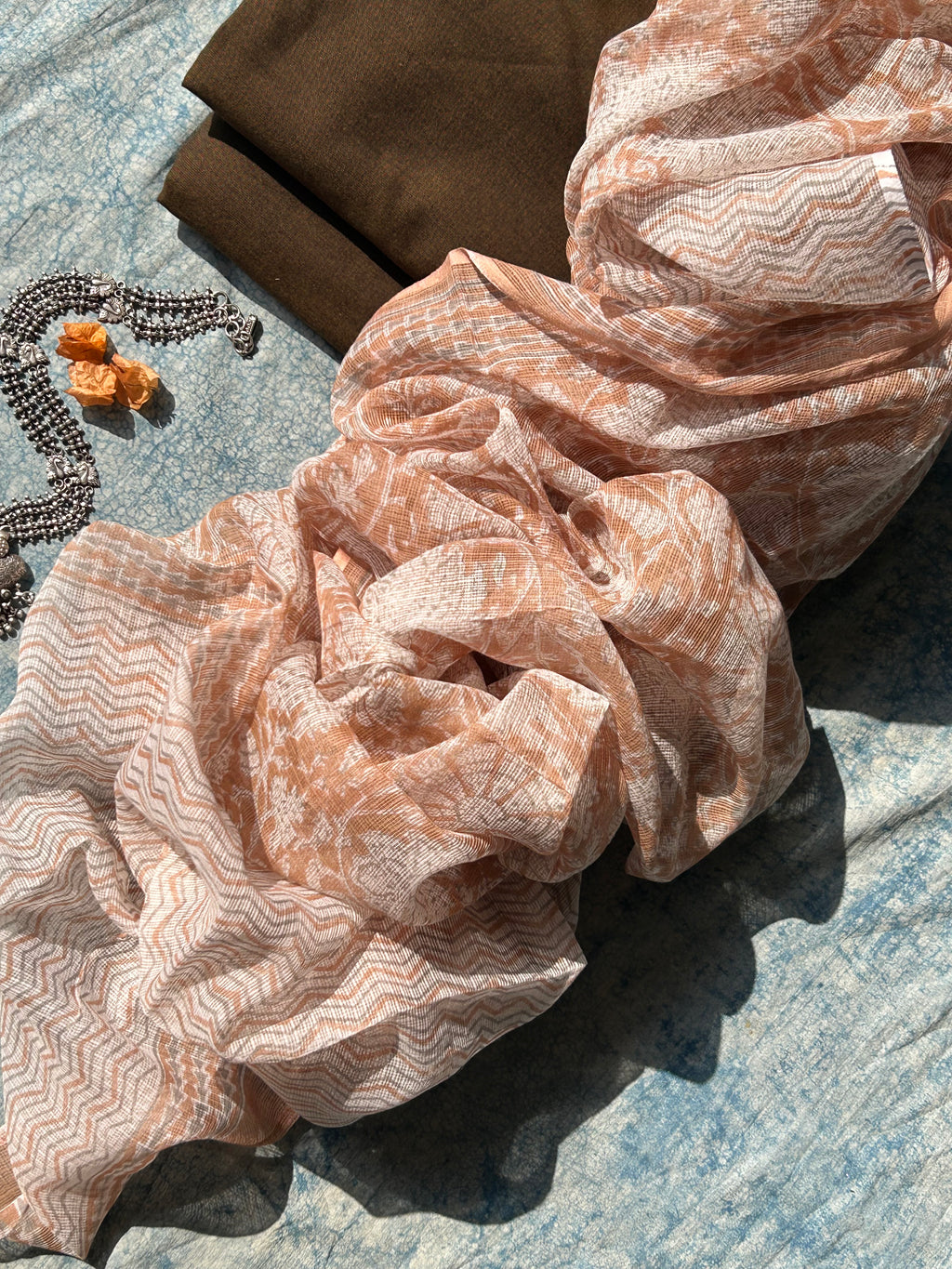 Handwoven Handblock Printed Set - Earthy Brown