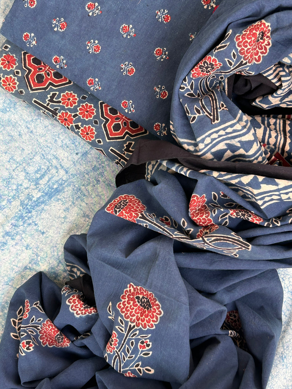Natural Dyes Handblock Ajrakh Cotton Suit