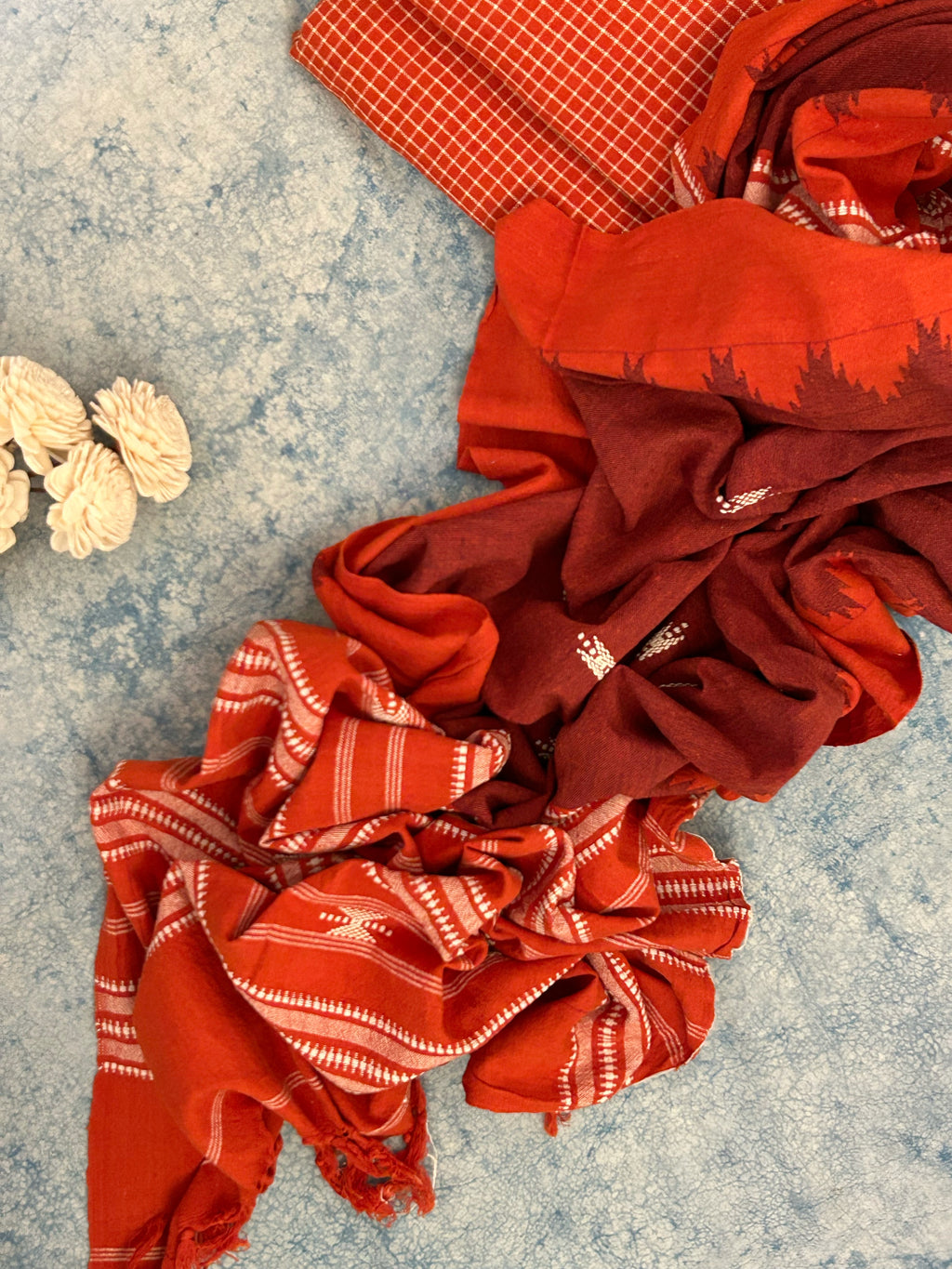 Handspun Handwoven Kotpad Suit Set - Burnt Orange