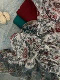 Handwoven Handblock Printed Set - Deep Red and Teal