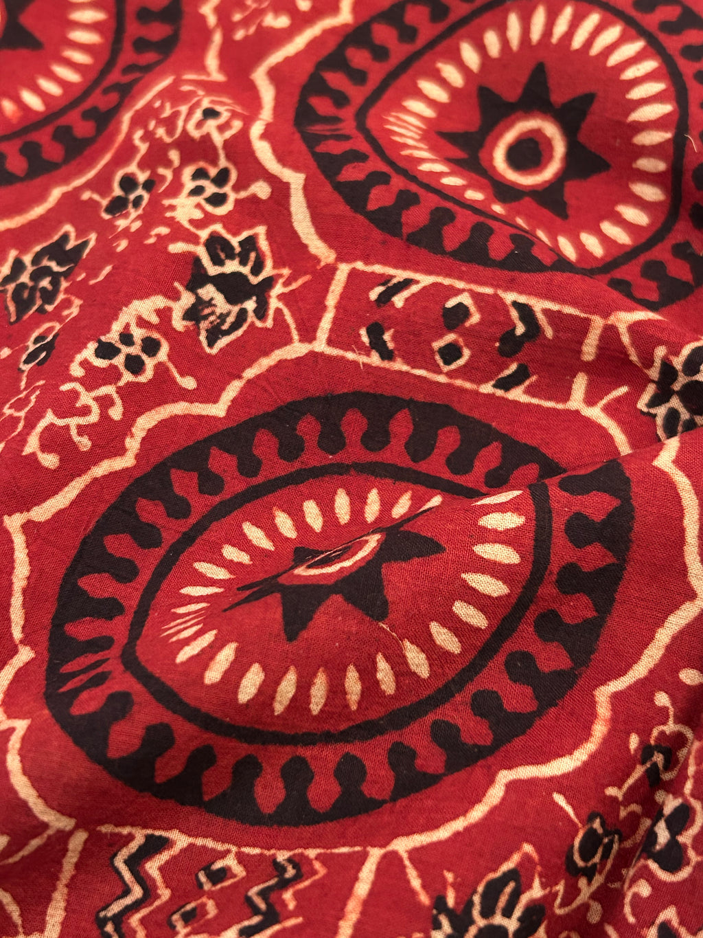 Handblock Printed Ajrakh Cotton - Madder Red (1m)