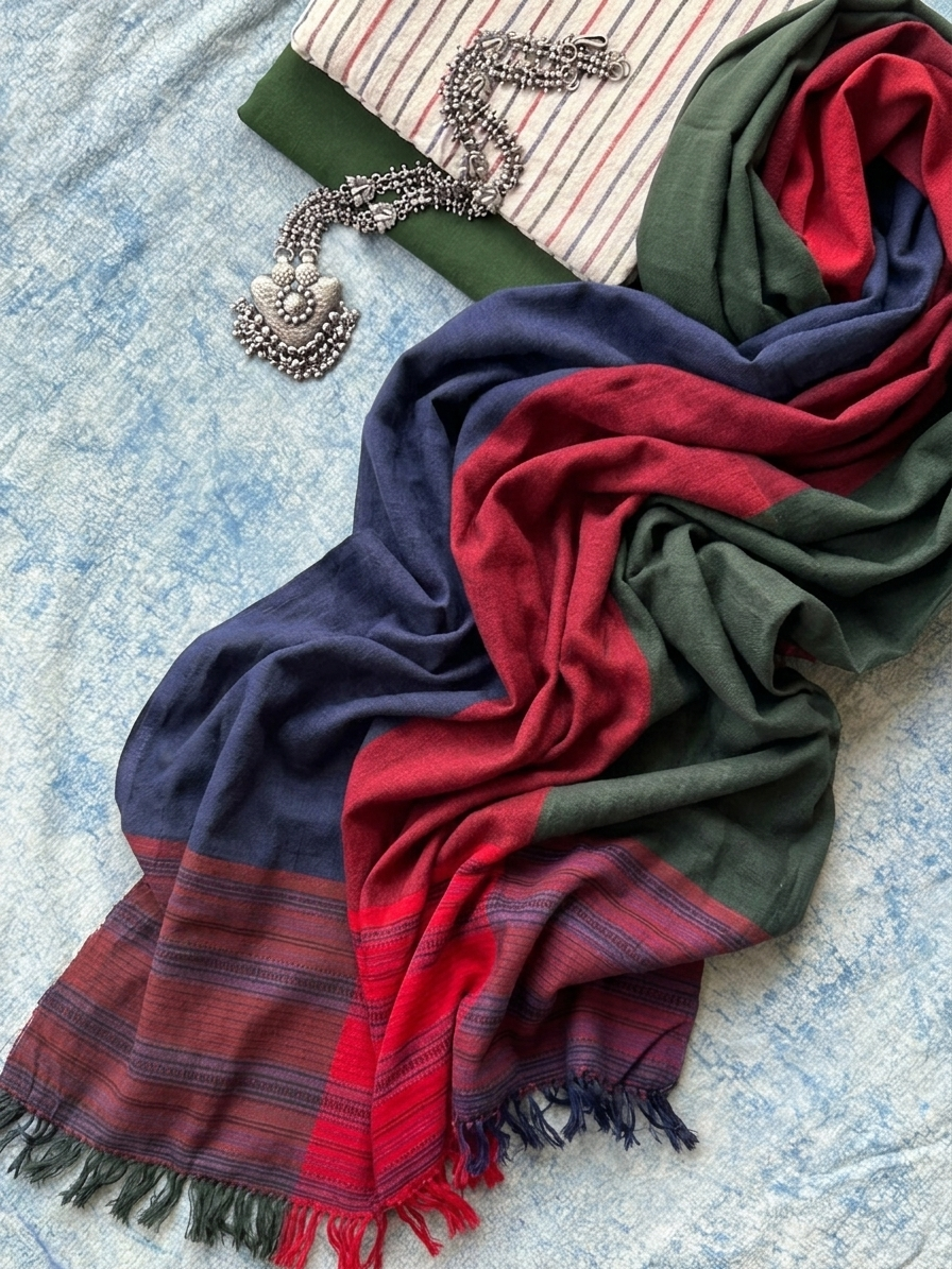 Vanya - Handspun Handwoven Kotpad and Bhujodi Dupatta Set