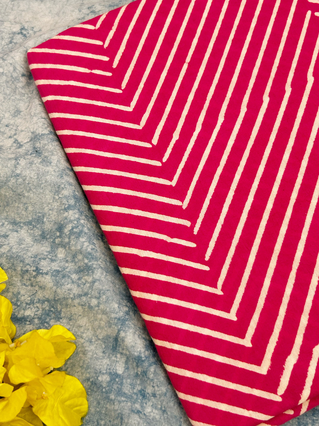 Handblock Print  Cotton Fabric - Rose Pink (3.5m)