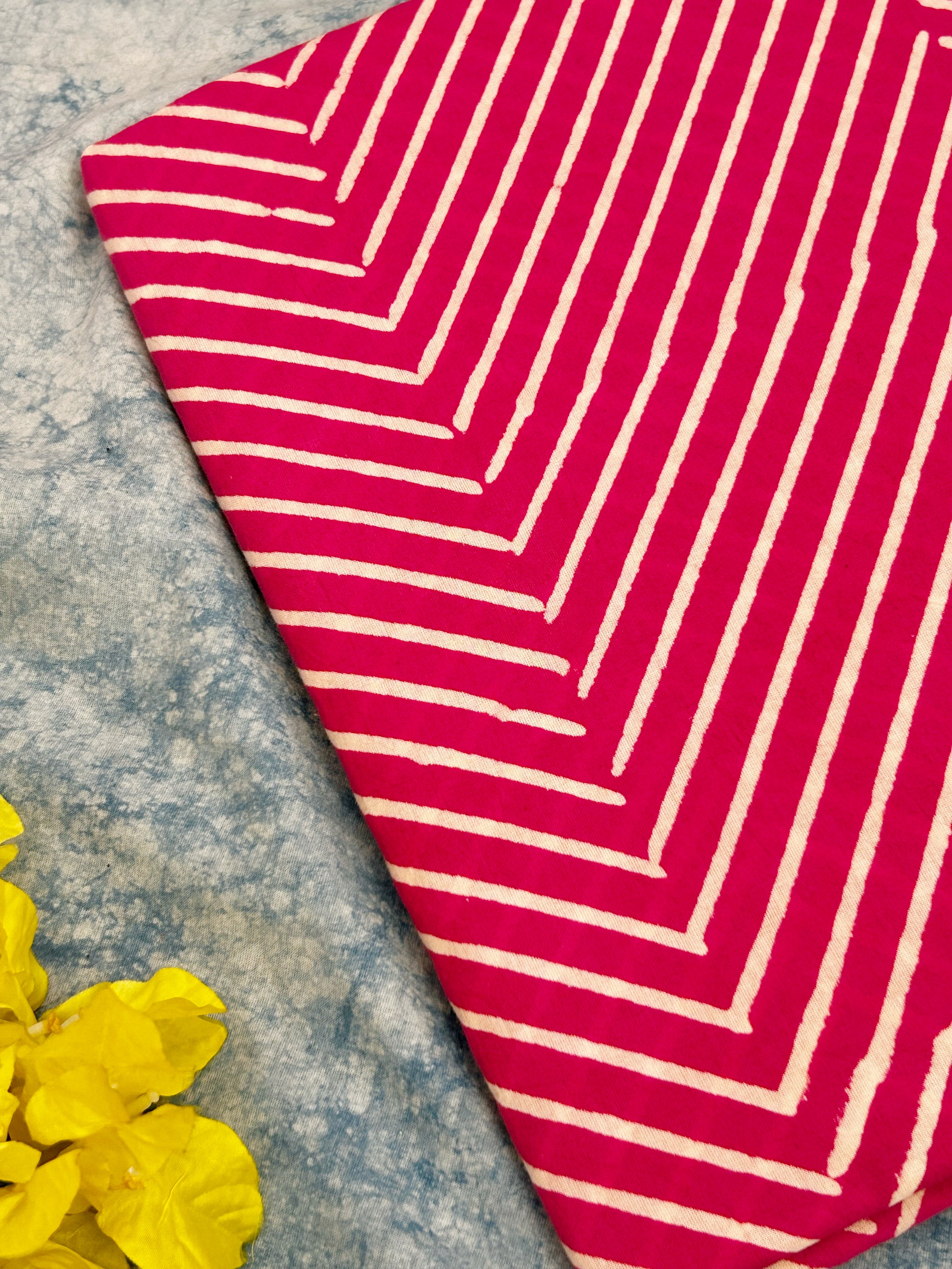 Handblock Print  Cotton Fabric - Rose Pink (3.5m)