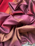 Handwoven Maheshwari Kurta Dupatta Set - Maroon & Mauve