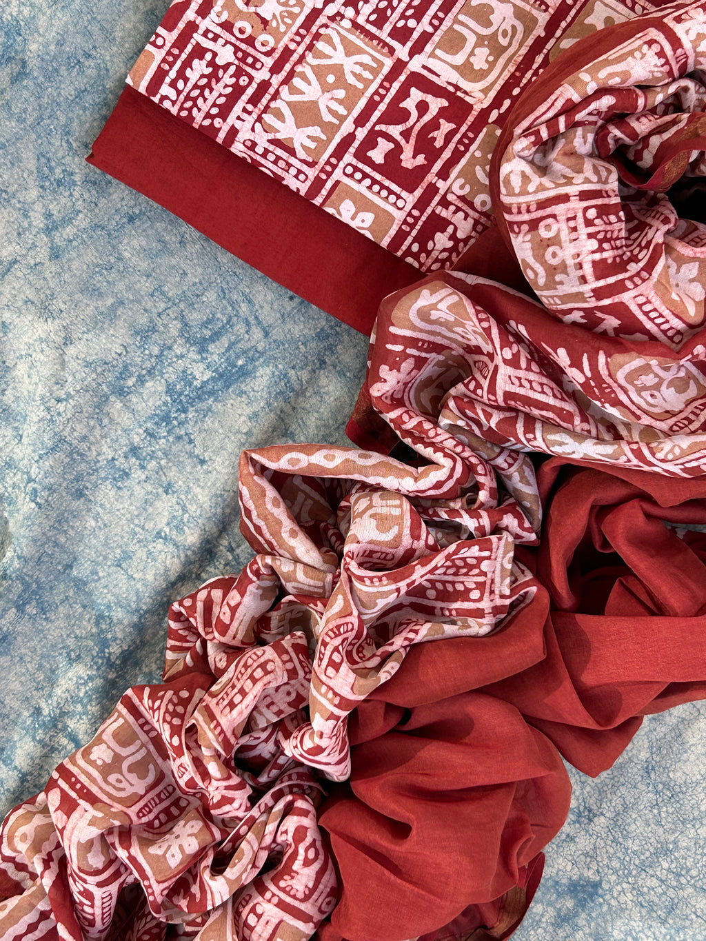 Handblock Batik Cotton Chanderi Suit